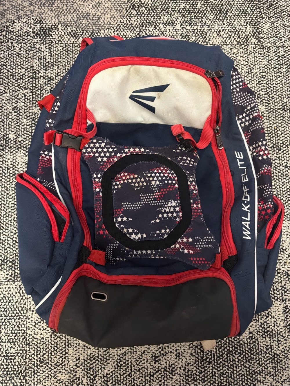 Navy Red Star-Print Easton walk-off elite baseball bag